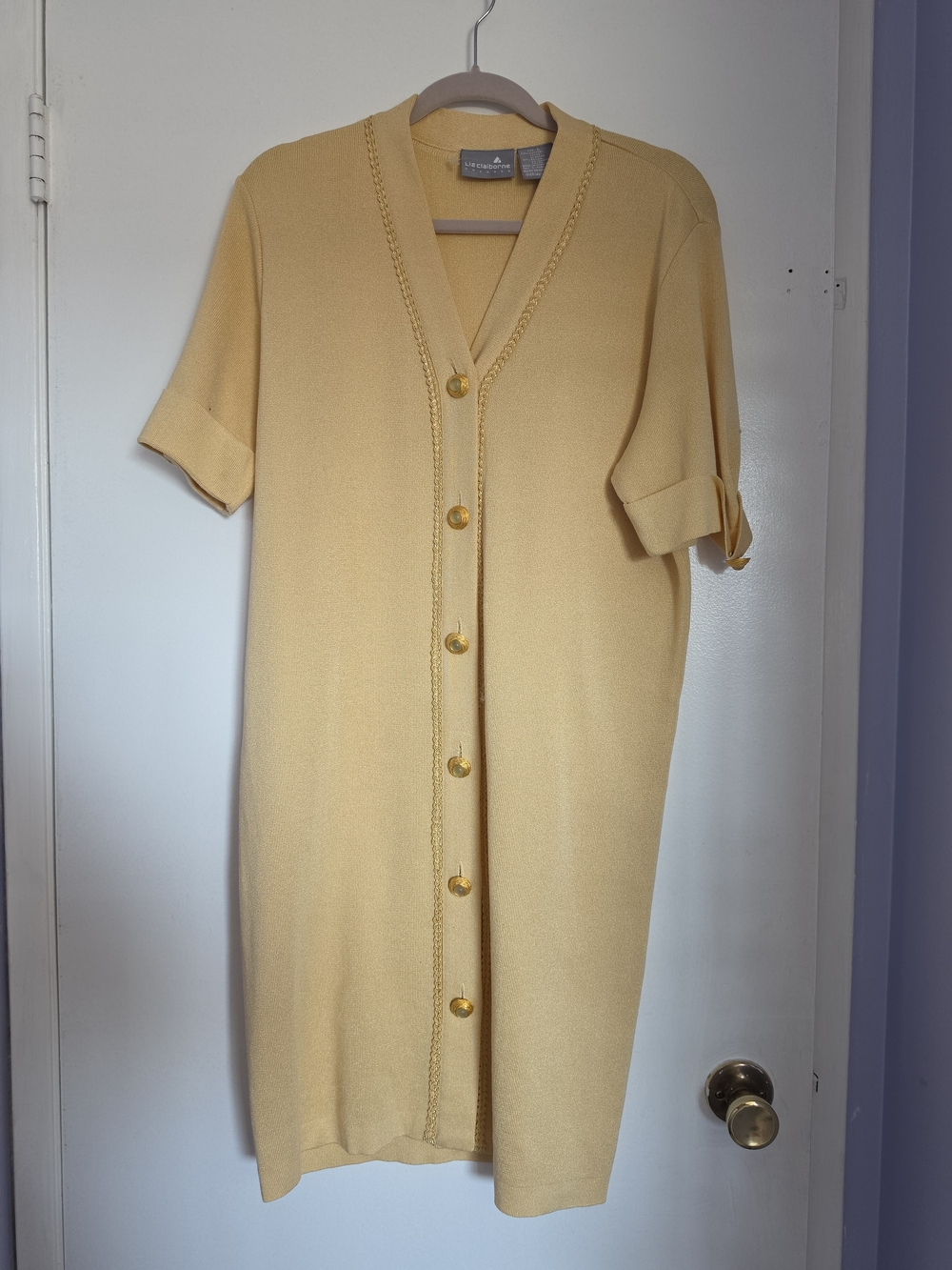 Liz Claiborne Pale Yellow Knit Dress
